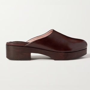 Porte & Praire x The Frankie Shop Glossed Leather Platform Clogs